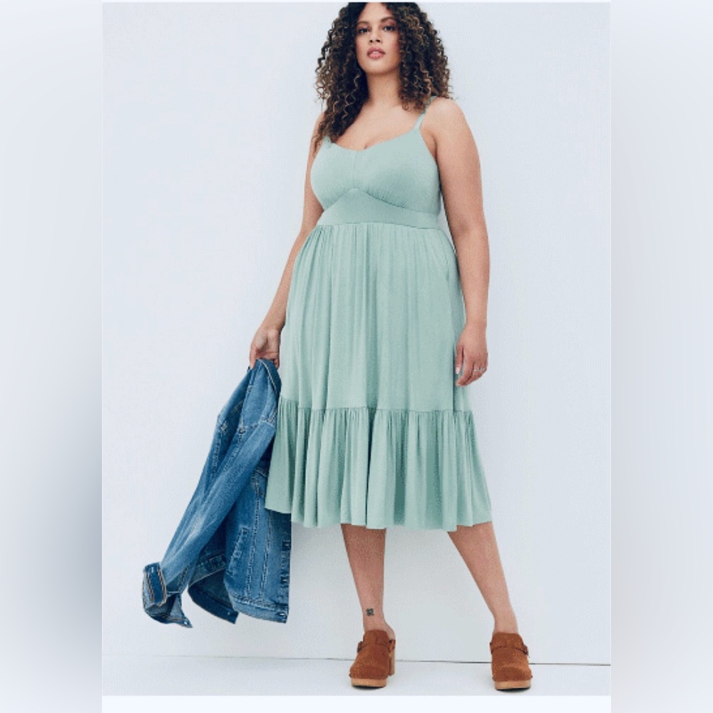 NWT Torrid Light Blue Super Soft Tiered Skater Dress